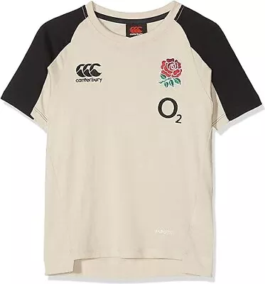 CANTERBURY England Rugby T-Shirt Boys Age 14 Years Beige NEW • £19.99