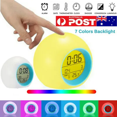 $15.19 • Buy Kids Bedroom Digital Alarm Clock 7 Colors Changing Night Light LED Bedside Lamp