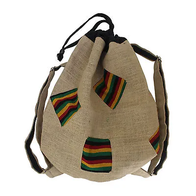 Jute Burlap Bag Reggae Cool Runnings Drawstring Backpack Tote Hippie Surfer 17  • $34.99