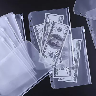 £8.38 • Buy 15x A5/A6 Zipper Binder Pockets Folders Notebook Money Organiser Ring Clear Bl