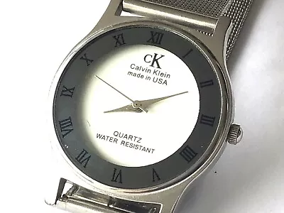 CALVIN KLEIN Watch Roman Numerals Mesh Band Works Perfectly Excellent Condition • $50