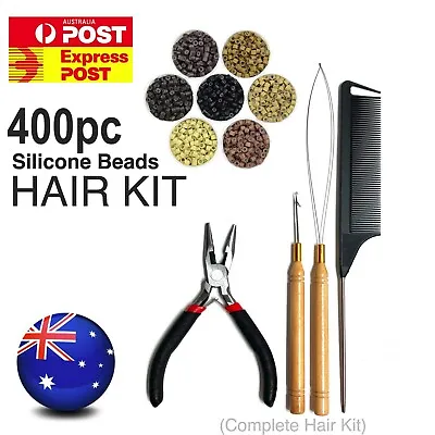 Hair Extension Micro Ring Beads 400 X 5mm Silicone Lined MicroBeads Kit CraftKit • $18.20