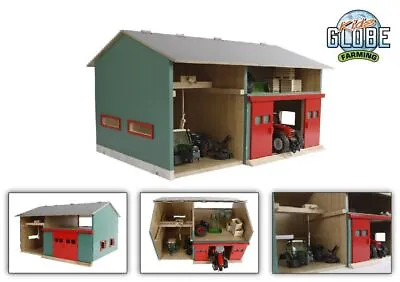 Large Wooden Farm Workshop Tractor Shed Red - Scale 1:32 - Kids Globe V050816  • £74.99