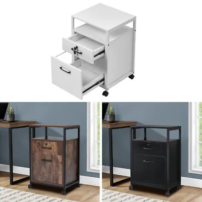 Mobile Filing Cabinets 2/3 Drawer Lockable Office Cabinet Printer Stand Wheels • £62.99