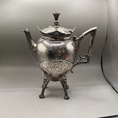 1884 Meriden B Company Tea Pot Silver Plate Victorian Style EUC • $95