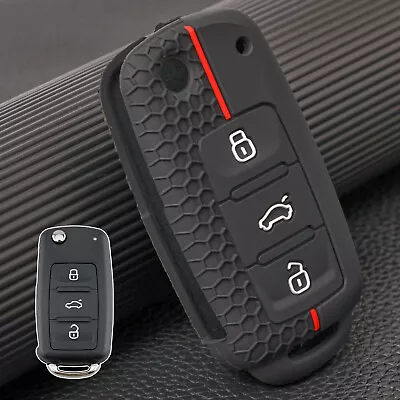 For VW Golf Jetta Caddy Beetle Skoda Seat Remote Key Case Holder Cover 3 Button • $7.49