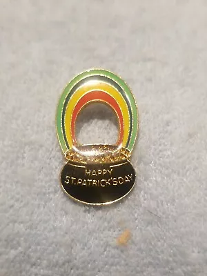 $4 • Buy Vintage Happy St Patricks  Day   Rainbow & Pot Of Gold Lapel Hat Vest Pin