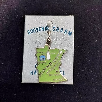 Vintage Green Sterling Silver Minnesota State Pendant Charm • $19.99