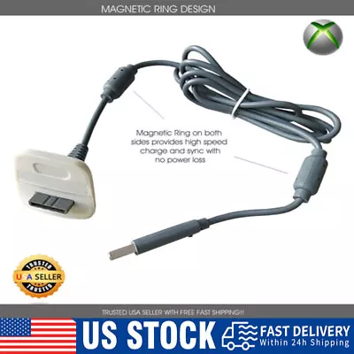 Cable For USB To Xbox 360 Wireless Game Controller Charging Cable Replacement • $5.99