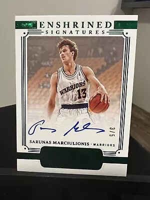 Panini 2020-21 FLAWLESS SARUNAS MARCIULIONIS /5 ENSHRINED SIGNATURES GS Warriors • $100