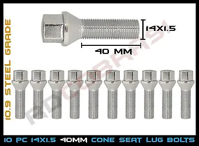 M14x1.5 Conical Seat Lug Bolts 40mm Ext. Shank - Audi VolksWagen Mercedes Benz • $27.65