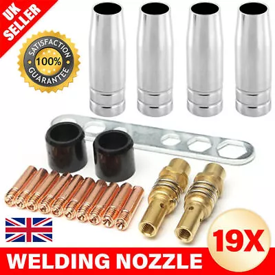 19pcs Welding Nozzle Shroud Contact Tips 0.8mm M6 Tip Holder Kit MB15 MIG NEW • £8.39