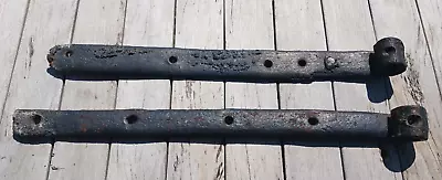 2 Large Vintage Strap Hinges Antique Hand Forged 25 L X 1 7/8 W & 23 L X 2 1/8 W • $18