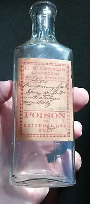 Paper Label 1905 Medicine Bottle C B Conklin Chiropodist Podiatrist Feet Poison • $15