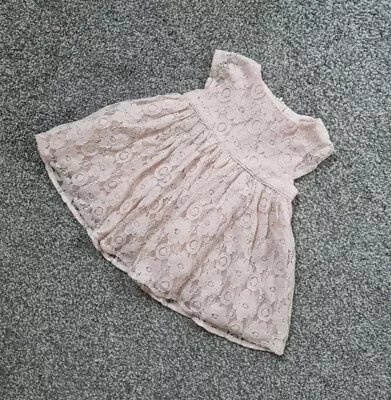 Baby Girls Lace Dress 0-3 Months Pink Marks And Spencer Short Sleeve Occasion R • £4.99