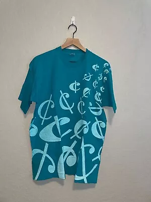 90s Vintage Fruit Of The Loom Nissan Common Cents AOP Blue Shirt VTG 1990s L • $50