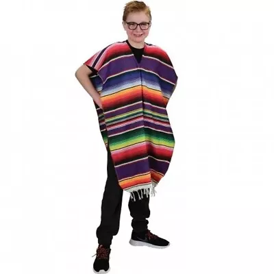 (Adulf Size) Bright Colorful Authentic Fiesta Mexican Poncho Sarapes Mexicanos • $15.99