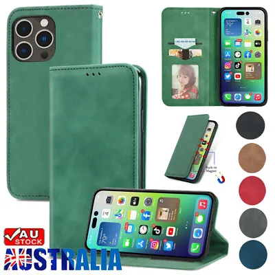 For IPhone 14/13/12/11 Pro Max XS 8/7/6 Magnetic Leather Flip Cover Wallet Case • $12.59