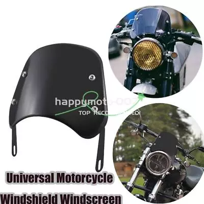 Black Motorcycle Universal 5''-7'' Round Headlight Fairing Windshield Windscreen • $20.59