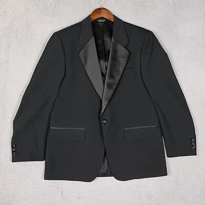Christian Dior Monsieur Tuxedo Men’s 42L Black 100% Wool Jacket 1-Button USA Vtg • $84.99