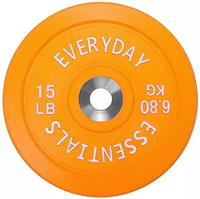 15 Lbs Single Color Coded Olympic Bumper Plate With Steel Hub • $27.99