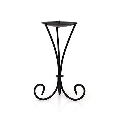 Tall Black Metal Scroll Candle Holder | Pillar Candle Holder Candlestick - 21cm • £8.99