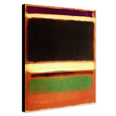 Magenta Black Green On Orange Abstract Art - Canvas Wall Art Framed Print • £12.99