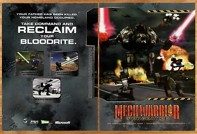 Mech Warrior 4 Vengeance Microsoft - 2 Page Game Print Ad Poster Promo Art 2000 • $14.99