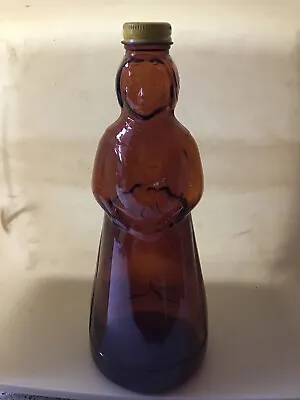 Vintage Mrs Buttersworth Brown Glass Syrup Bottle With Yellow Lid Pancake • $12.60