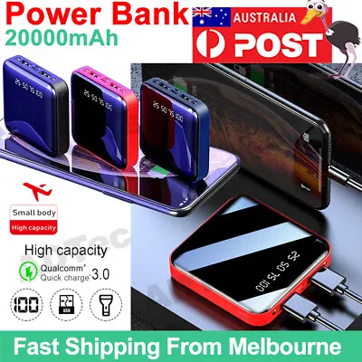 $16.81 • Buy Power Bank Mini Portable 20000 Mah 2USB Type-C Fast Charger Battery Power Bank