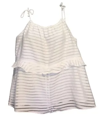 Zimmermann Sz 6 White Semi Sheer Lined Striped Spaghetti Strap Short Playsuit • $39.95