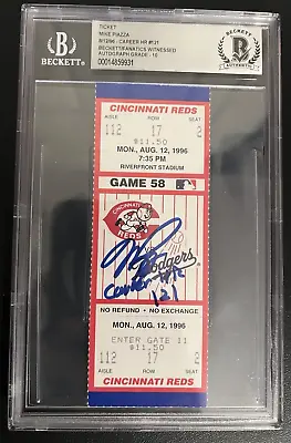 Mike Piazza Signed Inscribed Ticket HR 121 -  Beckett Auto Grade 10 - Fanatics • $110