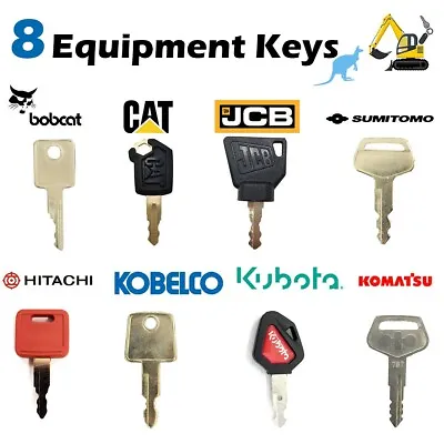 8X Excavator Key Kubota Komastu Bobcat Cat JCB HITACHI KOBELCO Machines Keys • $20.89