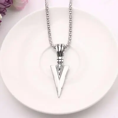 Men's  Black Long Necklace With Arrow Pendant Jewelry Chain Hip Hop Punk Roc Nt • £2.72