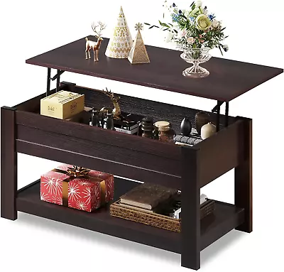 Modern Lift Top Coffee TableRustic Coffee Table With Storage Shelf And Hidden C • $177.88