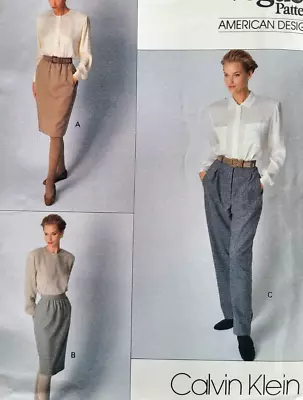 Vtg Vogue American Designer 2392 Pattern Calvin Klein Work Business Pants Skirt • $4.99