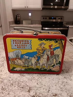1957 Frontier Days Lunch Box -No Thermos * Vintage * Lunchbox Tin Kit Pail • $99.99