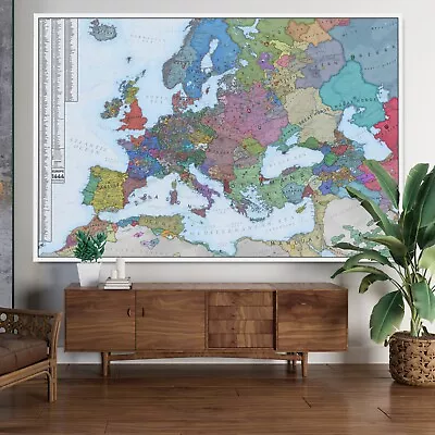 Medieval Europe In 1444: Detailed Map For History  Canvas And Poster Art • $55