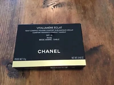 Chanel Vitalumiere Eclat Powder Radiance Compact Makeup BA 30 SABLE W Brush NIP • $59.49
