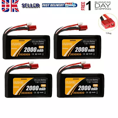 2S 7.4V 2000mah Li-ion Battery 20C T Plug With USB Charger For RC Car Boat Drone • £12.25