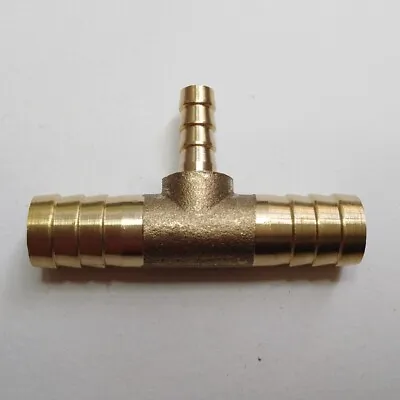 1/4  X 1/2  HOSE BARB TEE Brass Pipe 3 WAY T Fitting Gas Fuel Water Air M894 • $8.50