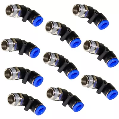 (Qty 10) 3/8  OD Tube X 3/8  NPT Pneumatic Elbow Push To Connect Air Fitting • $22.50