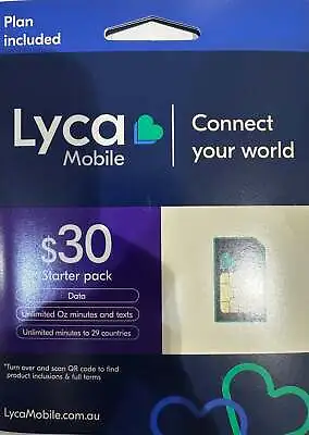 Lyca Prepaid Starter Pack $30 • $22