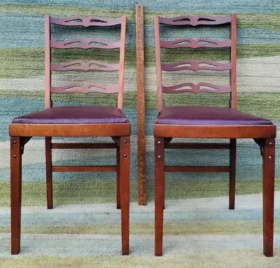 Set Of Two 2 Vintage LEG-O- MATIC Folding Chairs 34” Tall Ladder Back Chair • $159.98