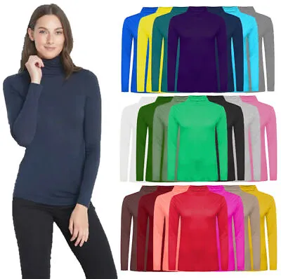 £5.99 • Buy Ladies Womens Polo Neck Top Stretch Long Sleeve Turtle Neck Top Jumper 8-26