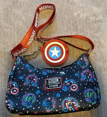 Loungefly Licensed Marvel Avengers Floral Tattoo Print Shoulder Bag Purse • $30