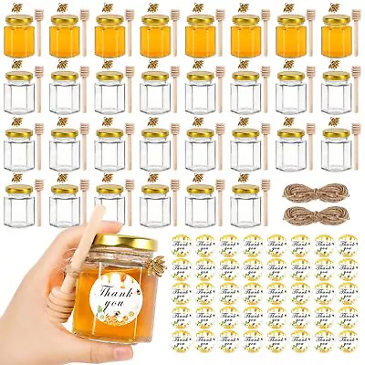 30-Pack 3oz Glass Honey Jars With Wooden Dippers - For Wedding And Baby Showe... • $37.52