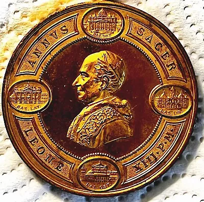 Vintage Medal-1900-Jubilee Vatican~Pope Leone XIII-High Relief-Proof Cameo-46g • $350