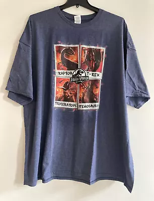 Jurassic World Men's T-Shirt Sz 4XL Cotton Raptor T- Rex Trkeratops Stegosaus • $9.99