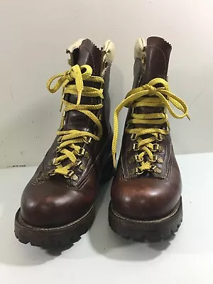 Vtg RARE Sears Diehard 8.5 D Vibram Soles Boots Fur Lined Embossed Indian Head • $169.99